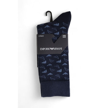 Chaussettes en coton bleu Emporio Armani Underwear