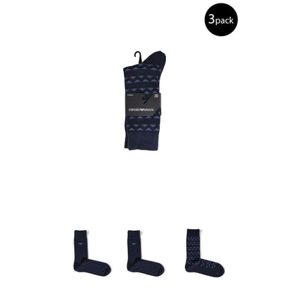 Chaussettes en coton bleu Emporio Armani Underwear