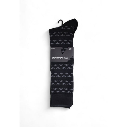 Chaussettes en coton noir Emporio Armani Underwear