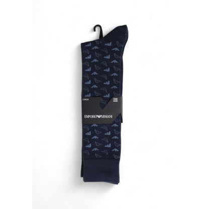 Chaussettes en coton bleu Emporio Armani Underwear
