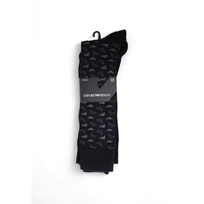 Chaussettes en coton noir Emporio Armani Underwear