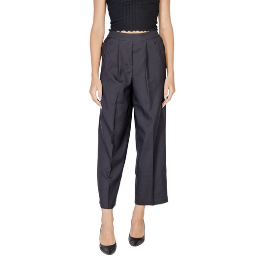 ICHI Black Polyester Pant by ICHI