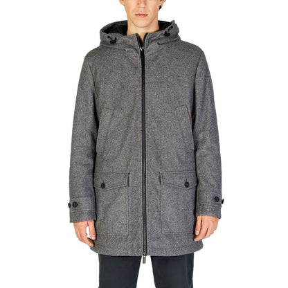Hamaki-Ho Gray Polyester Coat by Hamaki-Ho