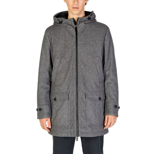 Hamaki-Ho Gray Polyester Coat by Hamaki-Ho