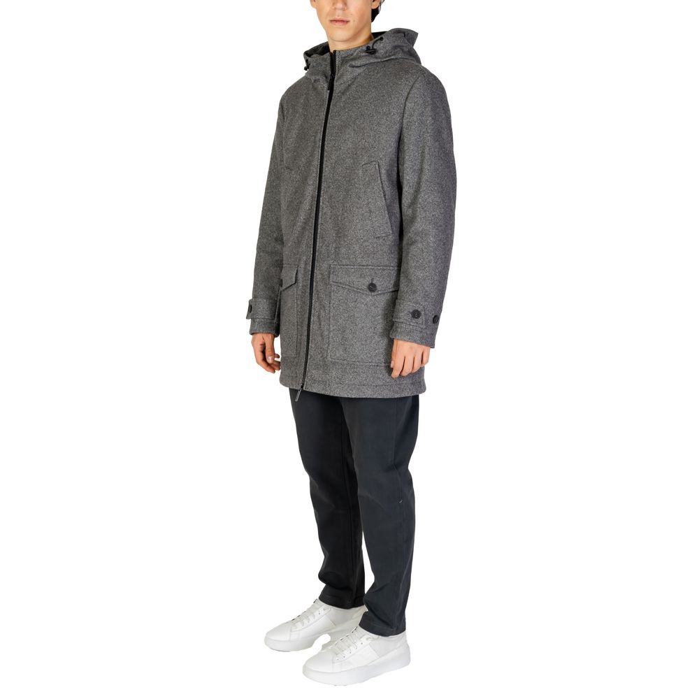 Hamaki-Ho Gray Polyester Coat by Hamaki-Ho