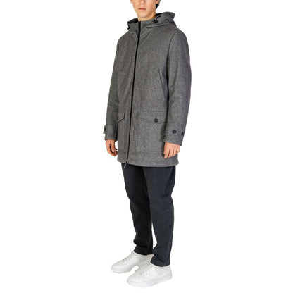 Hamaki-Ho Gray Polyester Coat by Hamaki-Ho