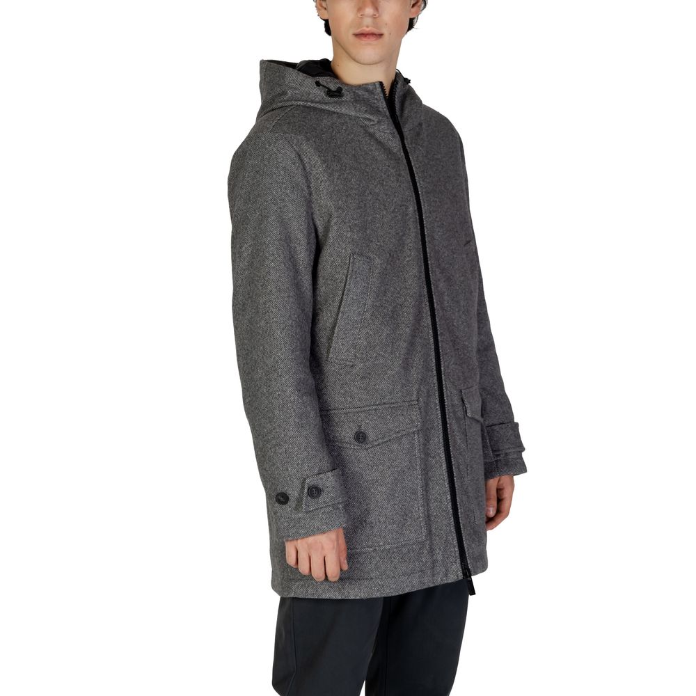Hamaki-Ho Gray Polyester Coat by Hamaki-Ho
