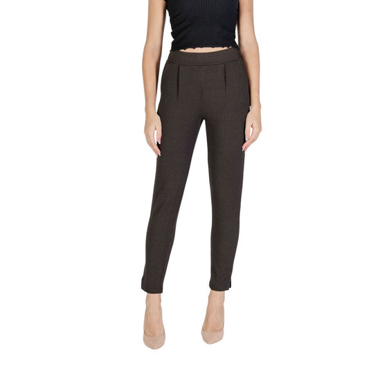 ICHI Brown Polyester Pant by ICHI