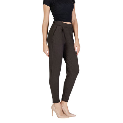 ICHI Brown Polyester Pant by ICHI