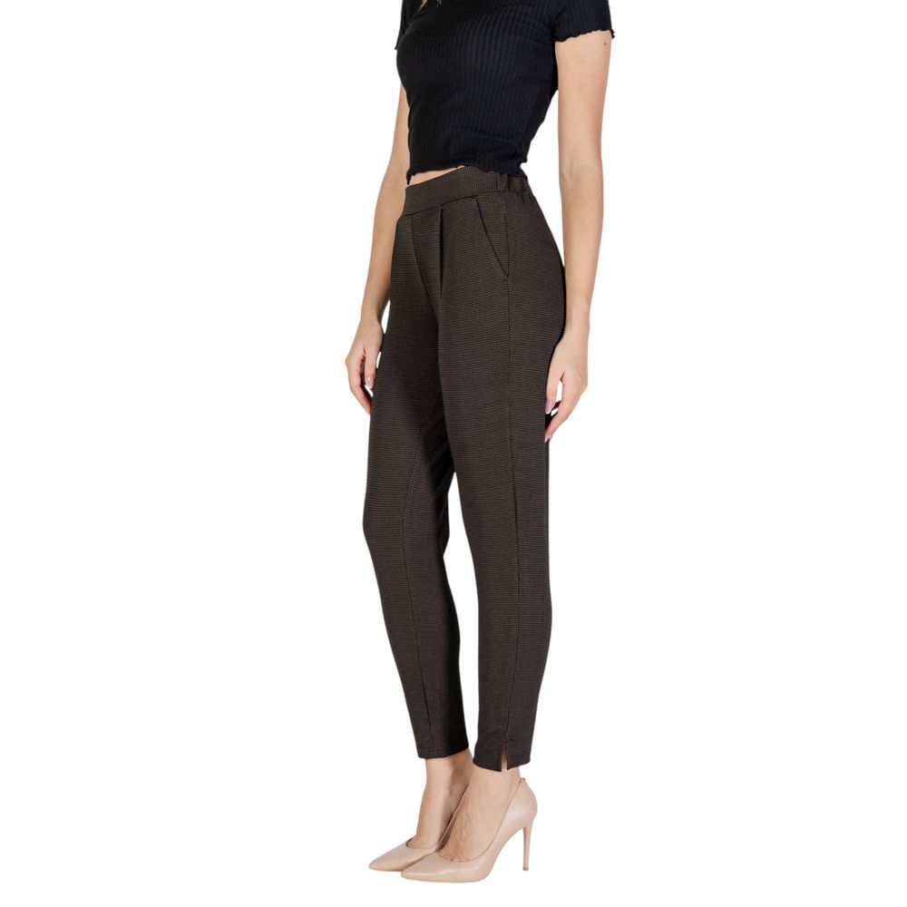 ICHI Brown Polyester Pant by ICHI
