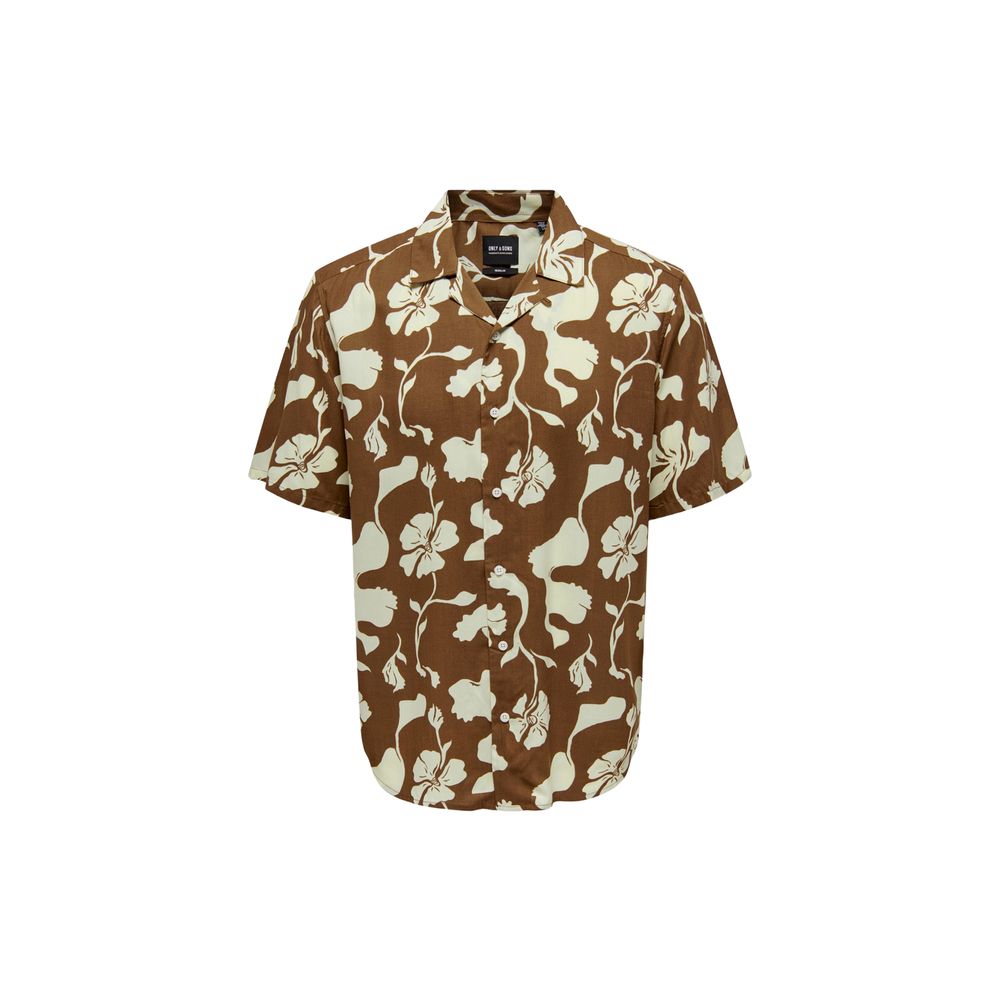 Only & Sons Brown Viscose Shortsleeve by Only & Sons