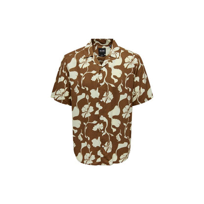 Only & Sons Brown Viscose Shortsleeve by Only & Sons