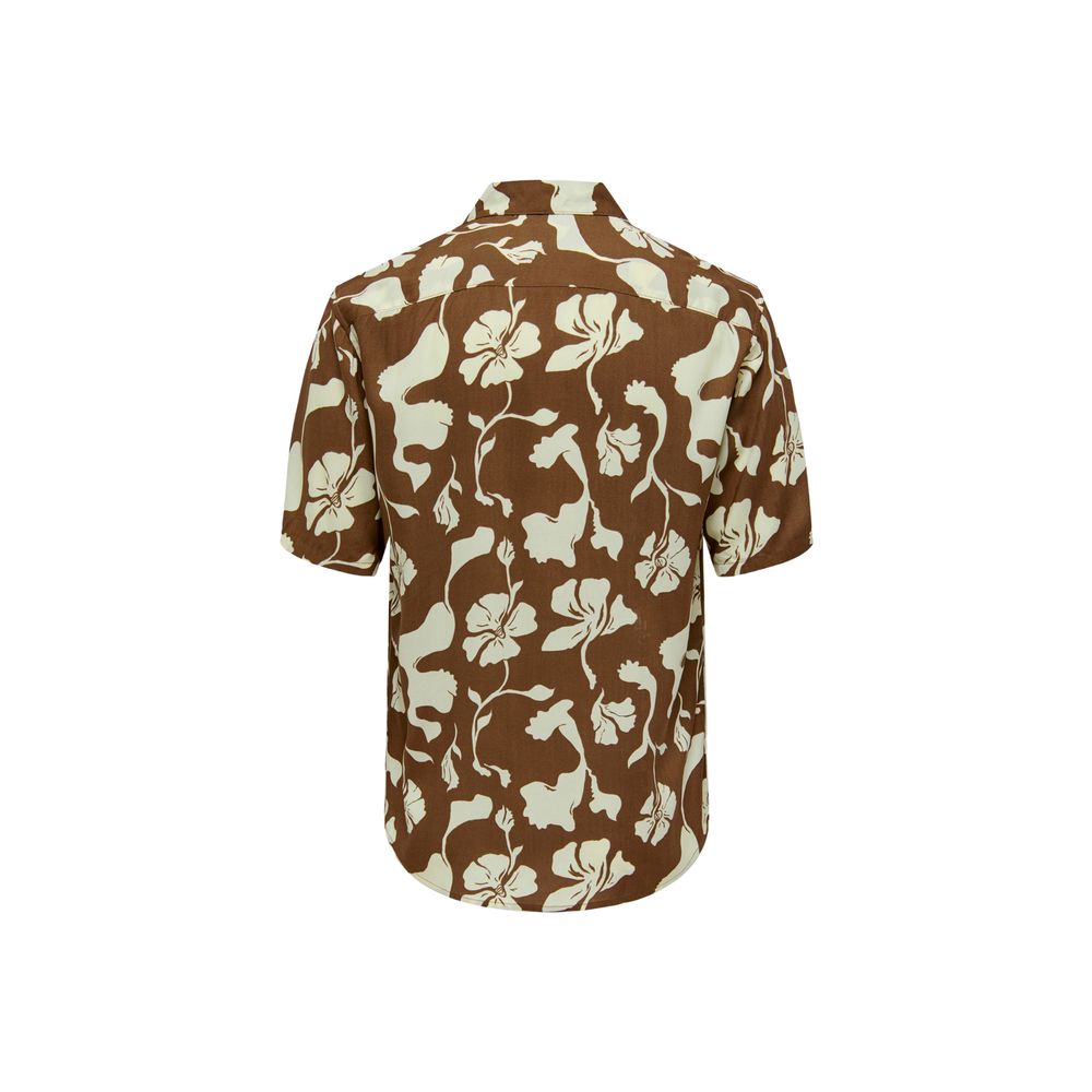 Only & Sons Brown Viscose Shortsleeve by Only & Sons