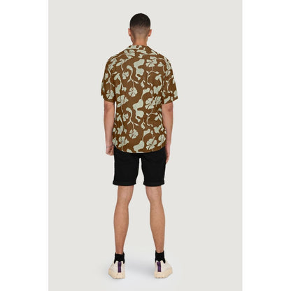 Only & Sons Brown Viscose Shortsleeve by Only & Sons
