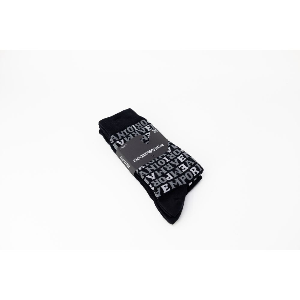 Chaussettes en coton noir Emporio Armani Underwear