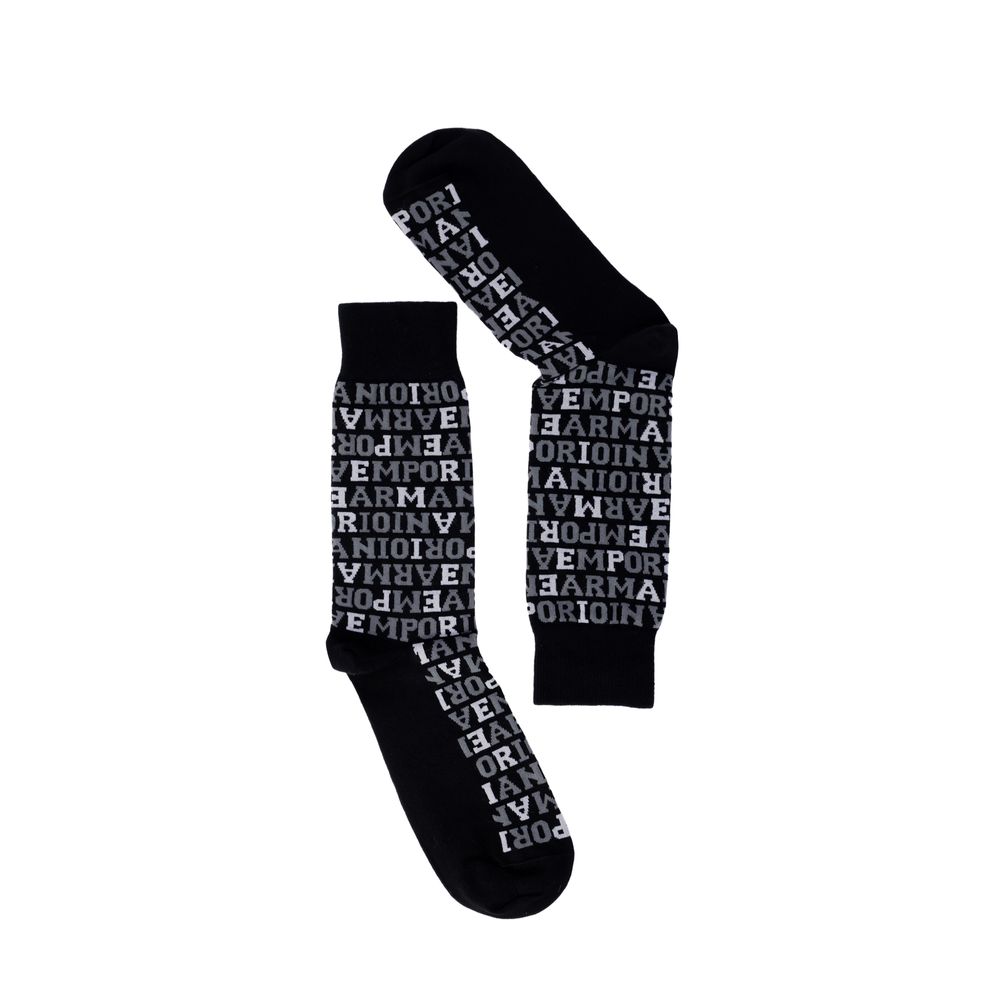 Chaussettes en coton noir Emporio Armani Underwear