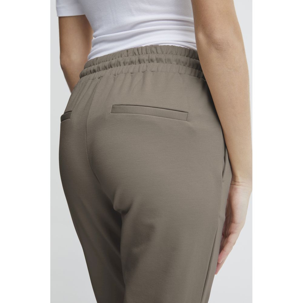 ICHI Beige Polyester Pant by ICHI