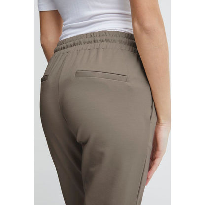 ICHI Beige Polyester Pant by ICHI