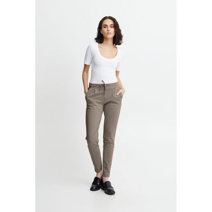 ICHI Beige Polyester Pant by ICHI