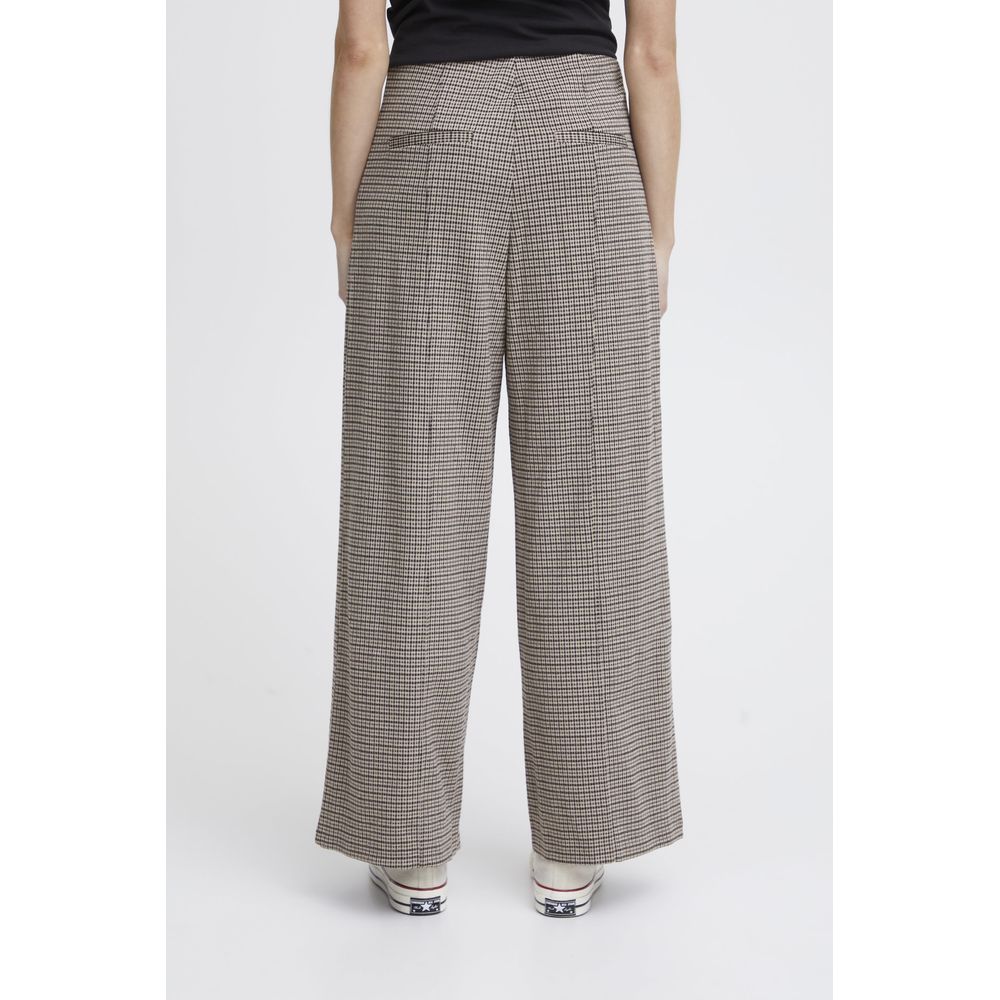 ICHI Beige Polyester Pant by ICHI
