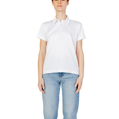 Blue White Polyester T-Shirt