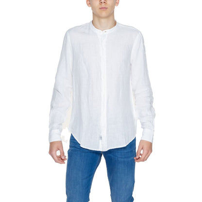 Chemise en lin bleu et blanc
