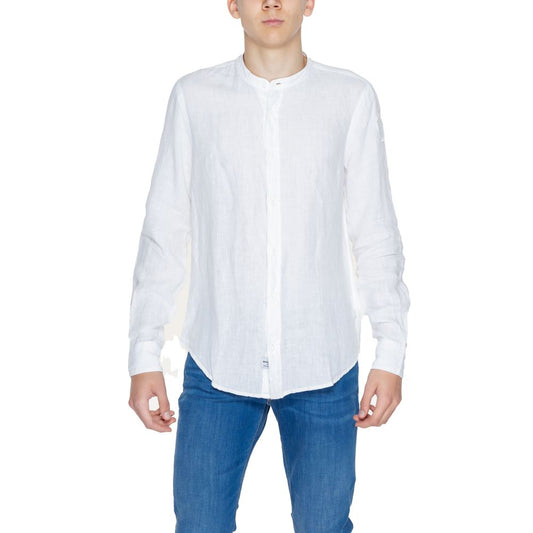 Chemise en lin bleu et blanc