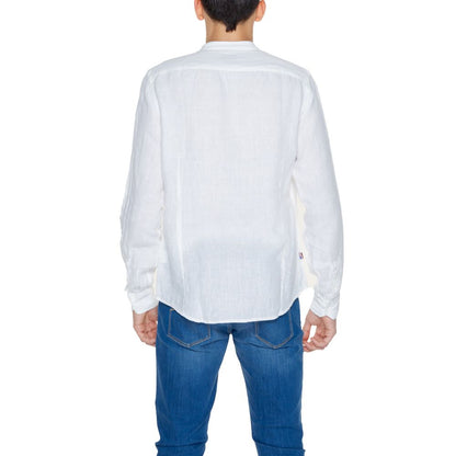 Chemise en lin bleu et blanc