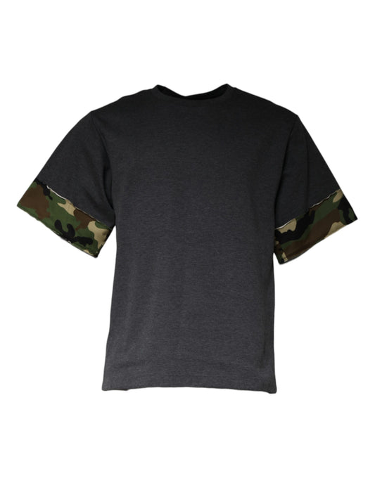 Dolce & Gabbana Dark Gray Camouflage Crew Neck T-shirt by Dolce & Gabbana