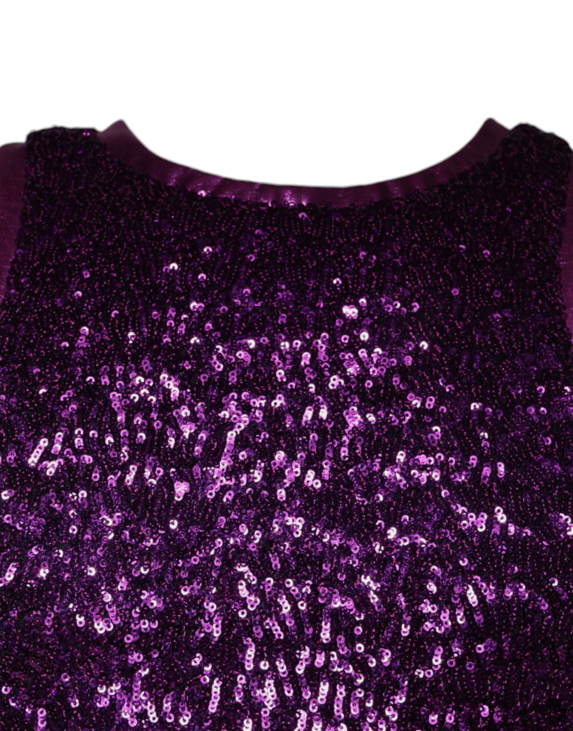 Dolce & Gabbana Purple Sequin Round Neck Sleeveless T-shirt by Dolce & Gabbana