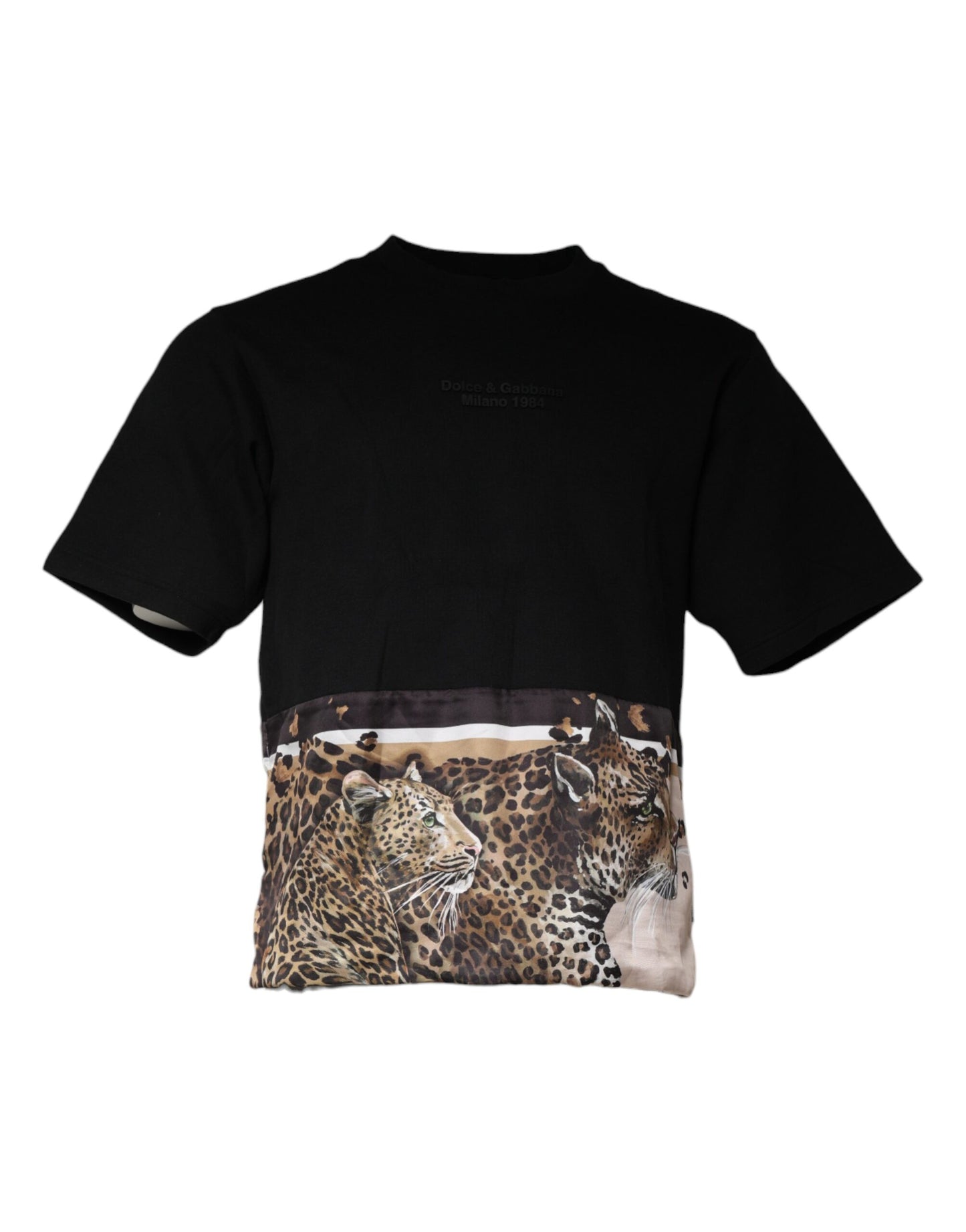 Dolce & Gabbana Black Leopard Cotton Short Sleeves T-shirt by Dolce & Gabbana