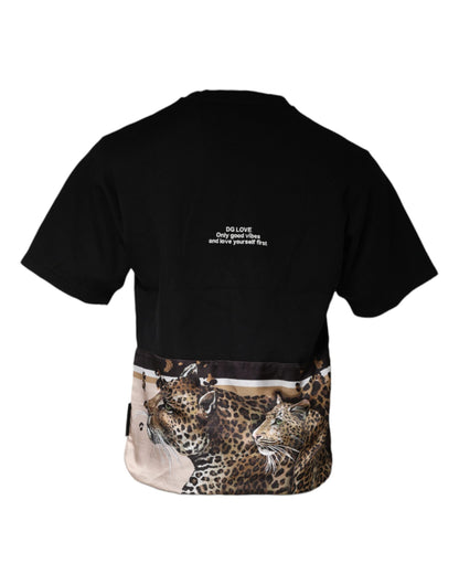Dolce & Gabbana Black Leopard Cotton Short Sleeves T-shirt by Dolce & Gabbana