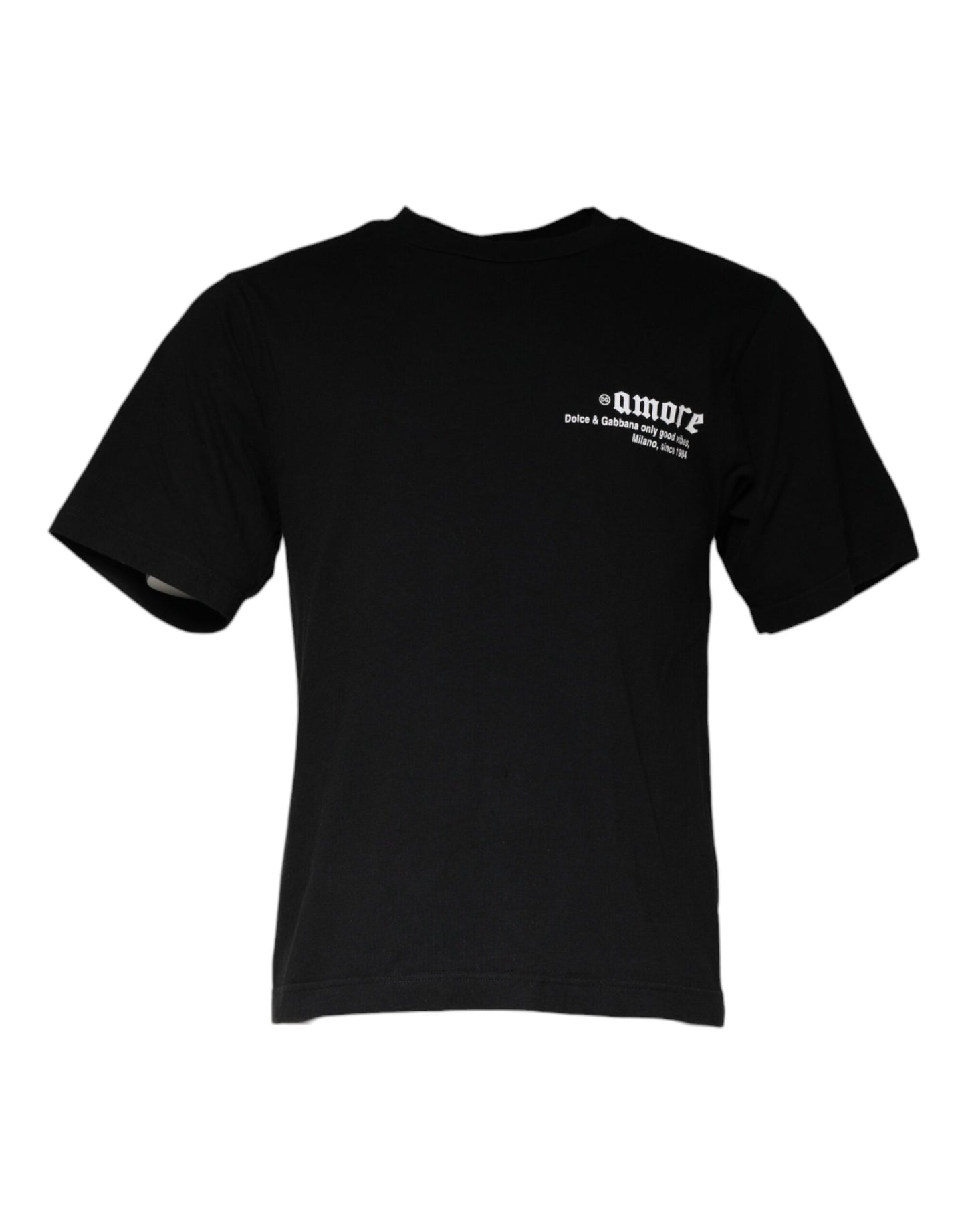 Dolce & Gabbana Black Amore Print Cotton Crew Neck T-shirt by Dolce & Gabbana