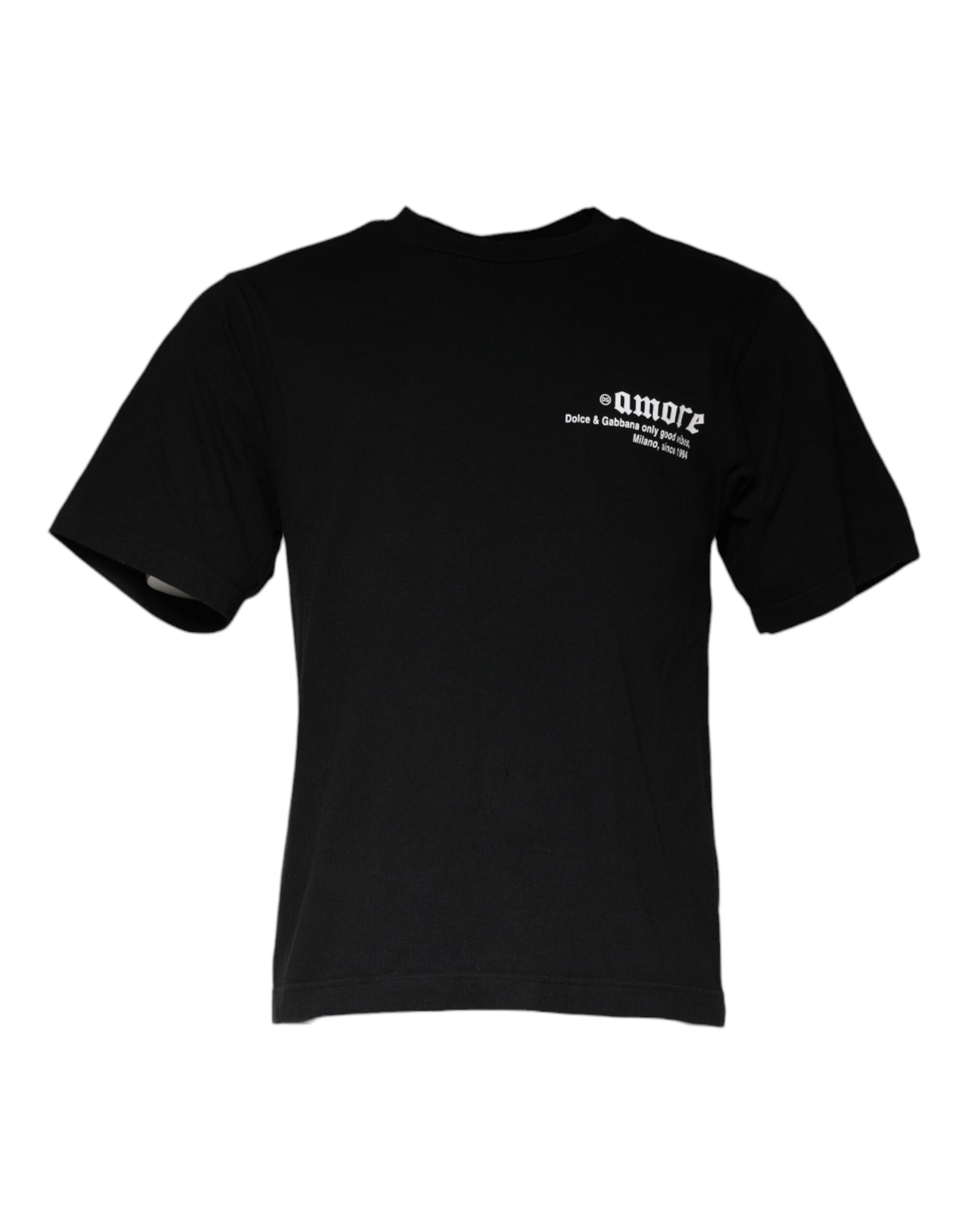 Dolce & Gabbana Black Amore Print Cotton Crew Neck T-shirt by Dolce & Gabbana