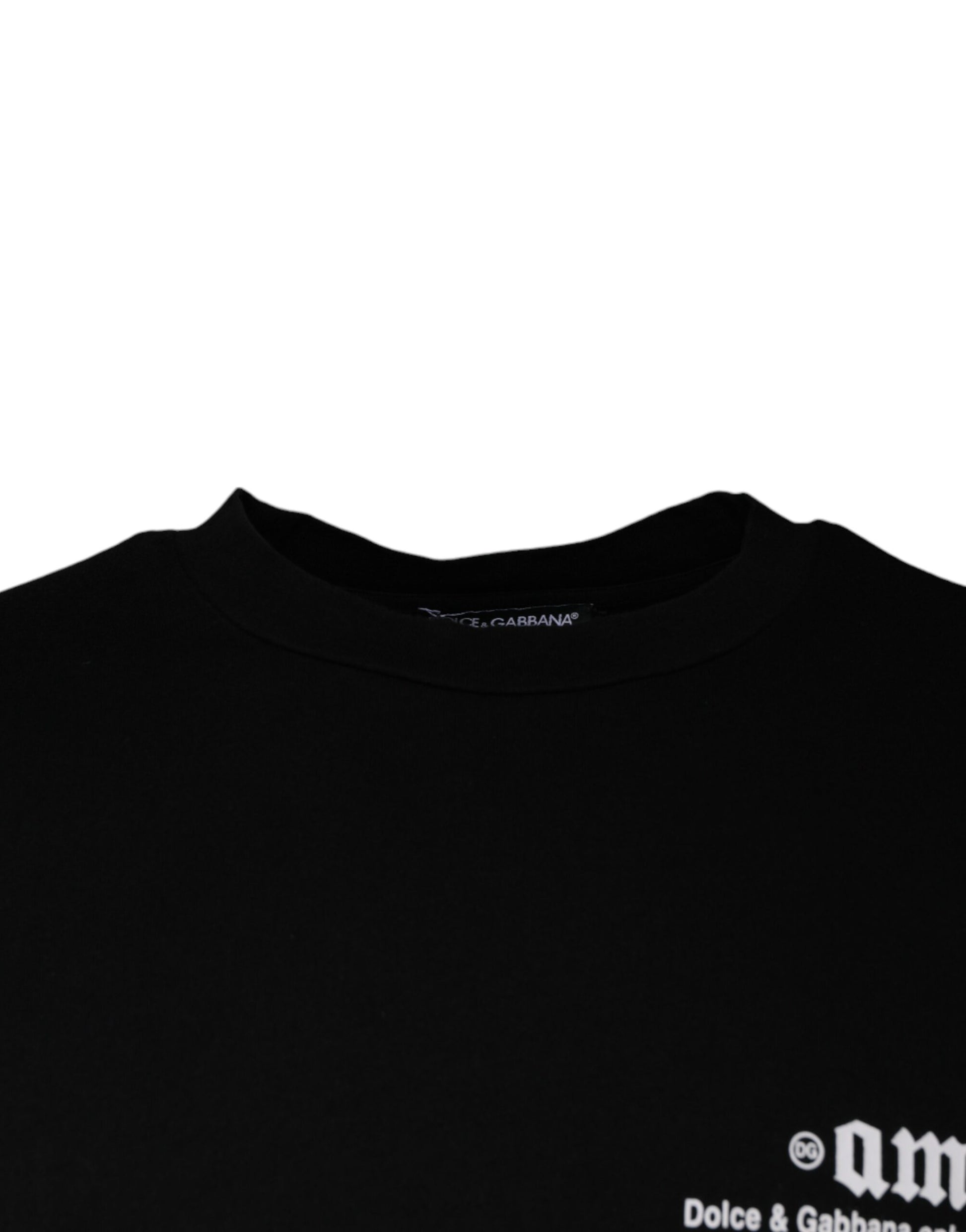 Dolce & Gabbana Black Amore Print Cotton Crew Neck T-shirt by Dolce & Gabbana