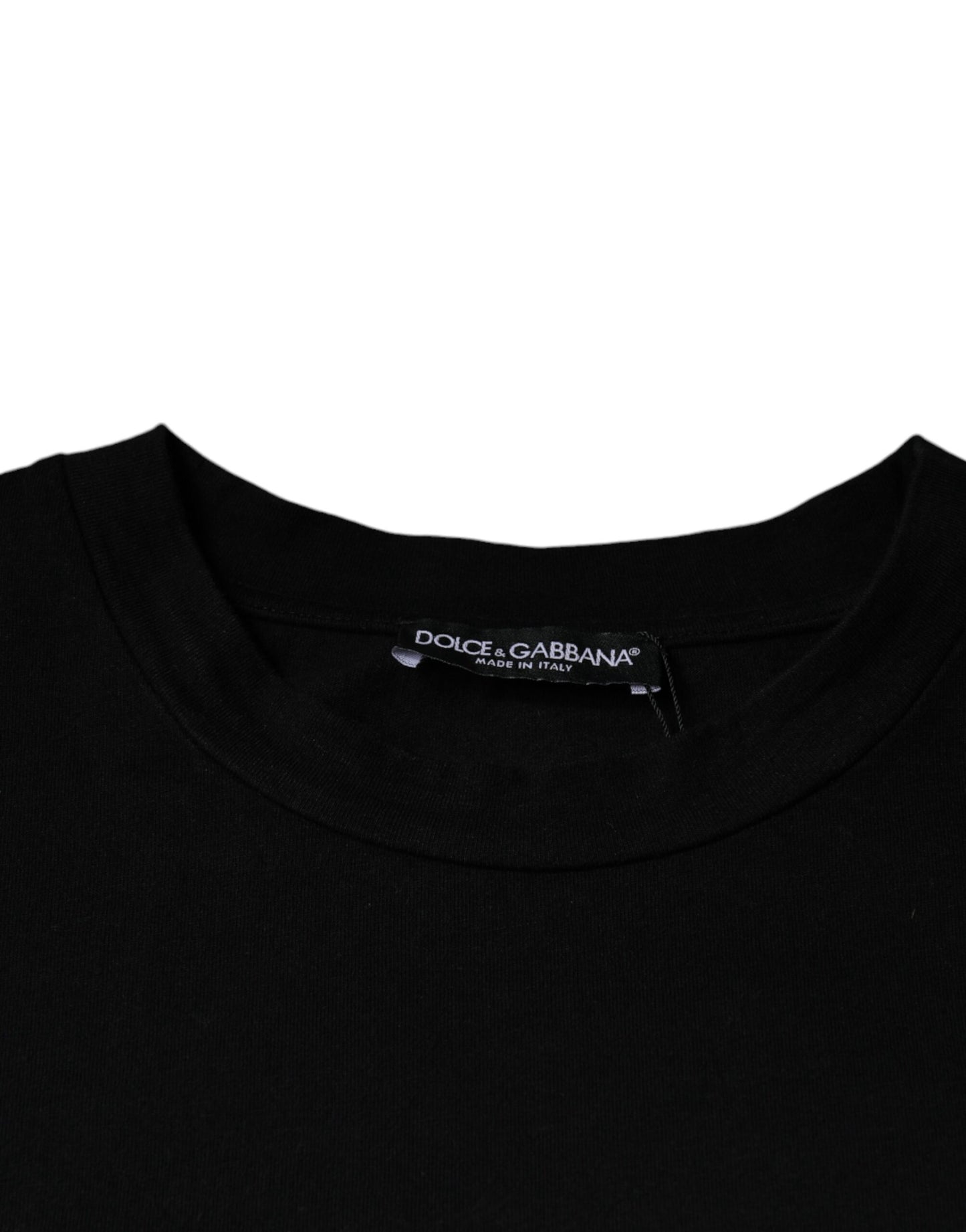Dolce & Gabbana Black Amore Print Cotton Crew Neck T-shirt by Dolce & Gabbana