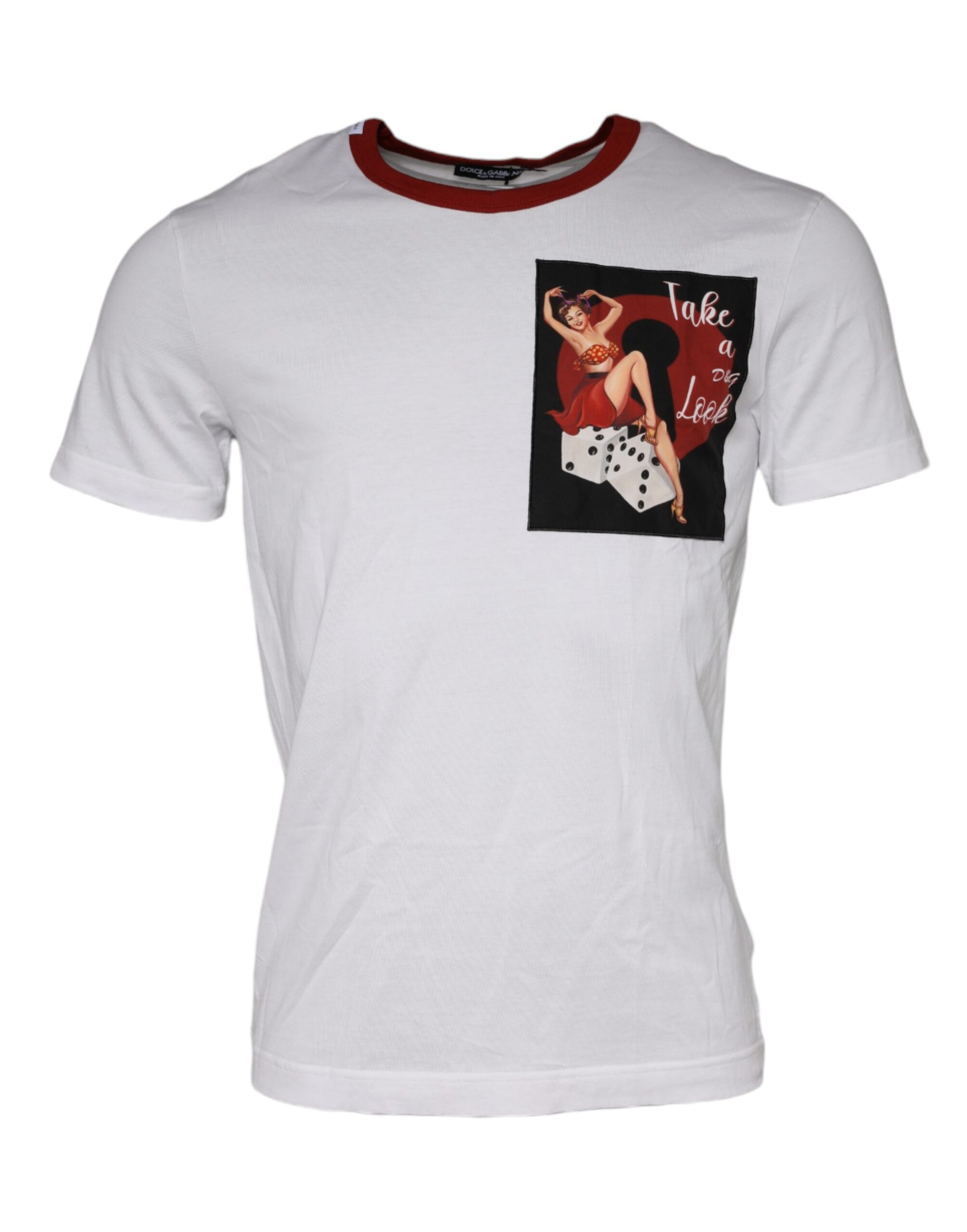 Dolce & Gabbana White Graphic Print Cotton Crew Neck T-shirt by Dolce & Gabbana