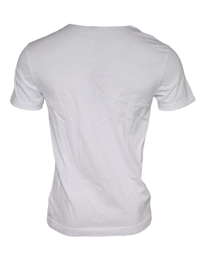 Dolce & Gabbana White Graphic Print Cotton Crew Neck T-shirt by Dolce & Gabbana