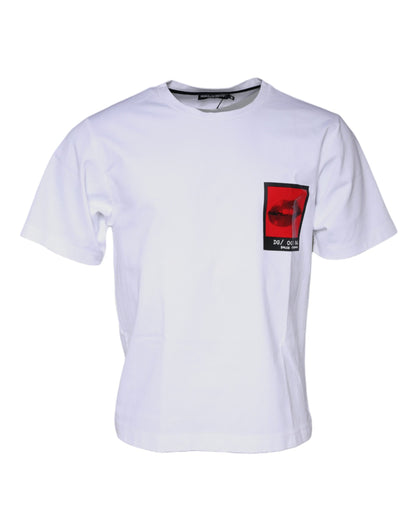 Dolce & Gabbana White Red Lips Print Cotton T-shirt by Dolce & Gabbana