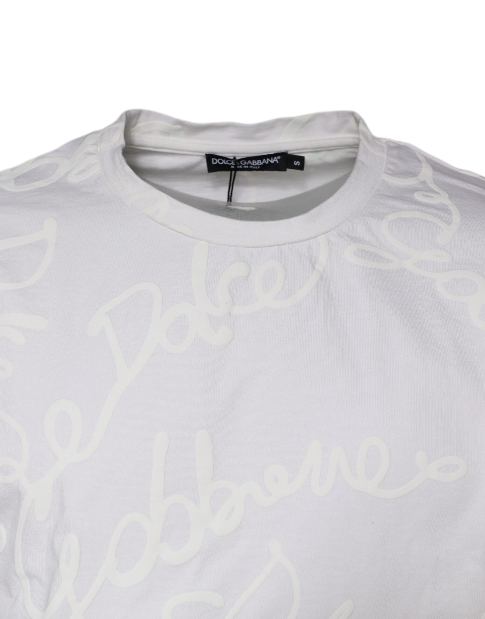 Dolce & Gabbana White Logo Print Cotton Crew Neck T-shirt by Dolce & Gabbana
