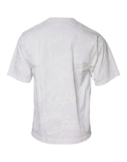 Dolce & Gabbana White Logo Print Cotton Crew Neck T-shirt by Dolce & Gabbana
