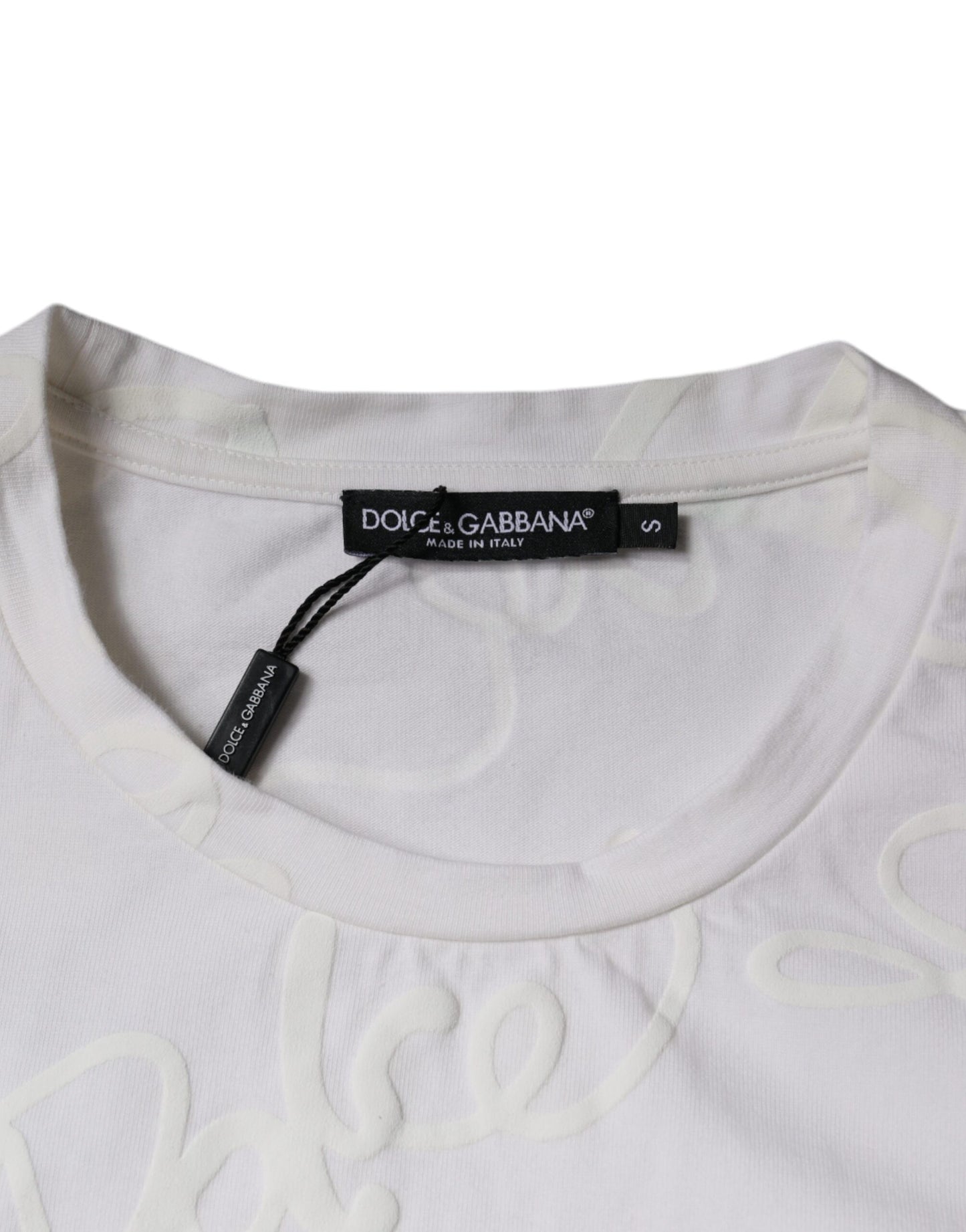 Dolce & Gabbana White Logo Print Cotton Crew Neck T-shirt by Dolce & Gabbana