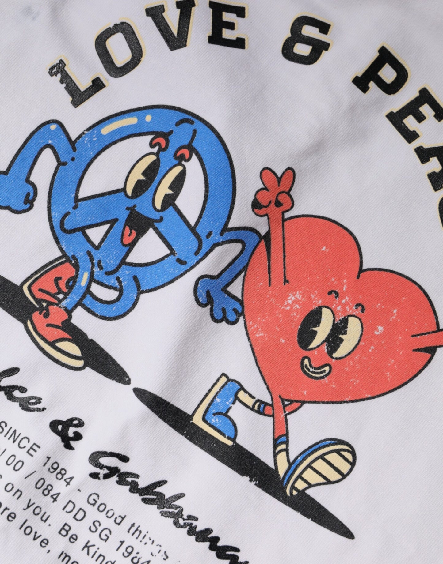 Dolce & Gabbana White Love & Peace Cotton Round Neck T-shirt by Dolce & Gabbana