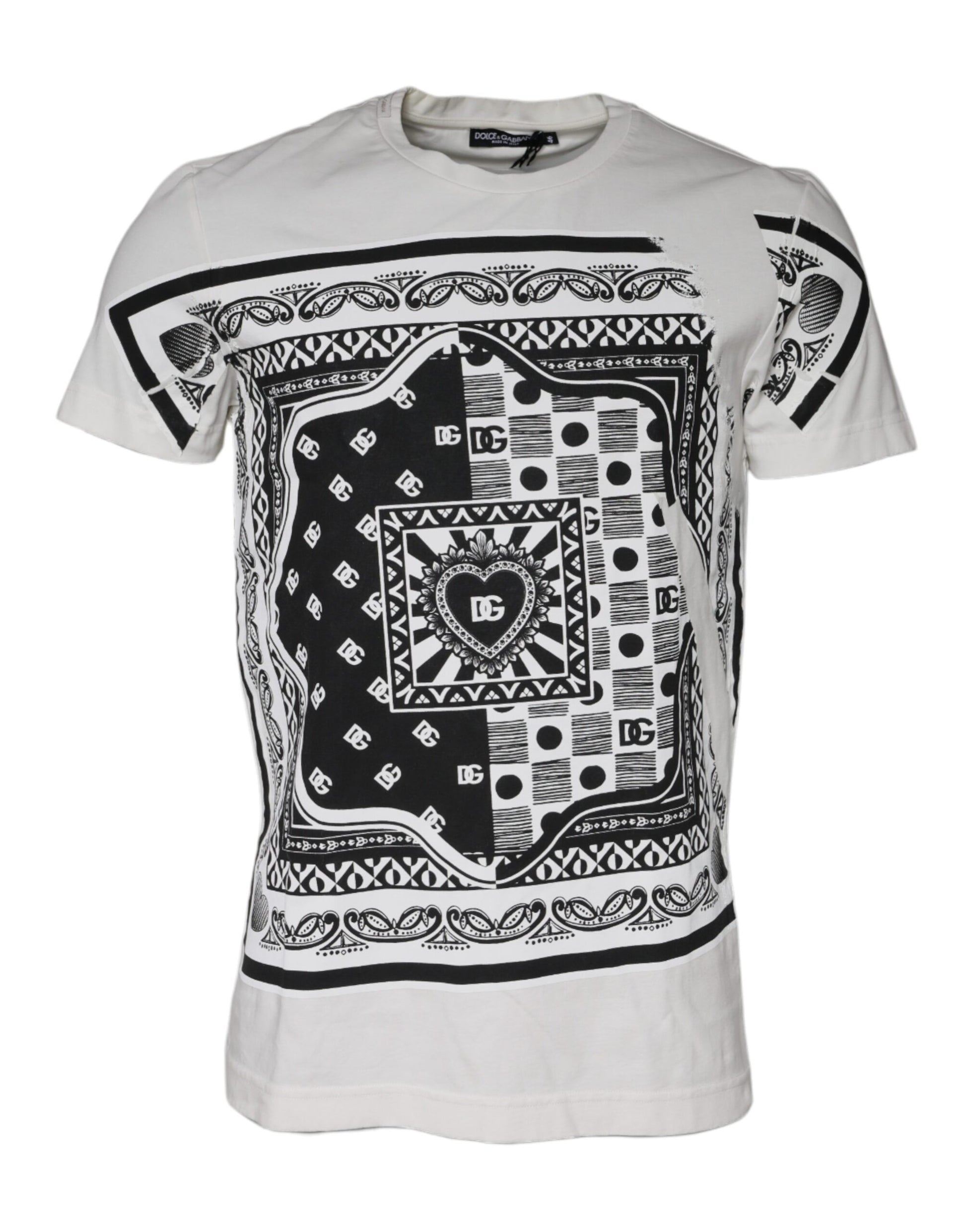 Dolce & Gabbana White Bandana Print Cotton Short Sleeves T-shirt by Dolce & Gabbana