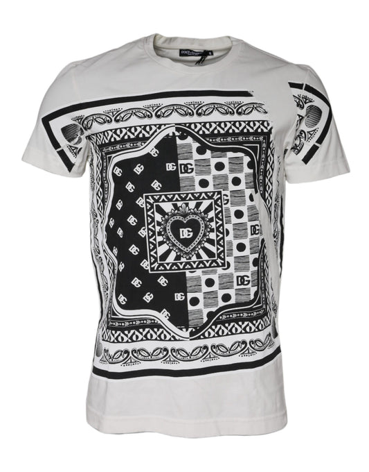 Dolce & Gabbana White Bandana Print Cotton Short Sleeves T-shirt by Dolce & Gabbana