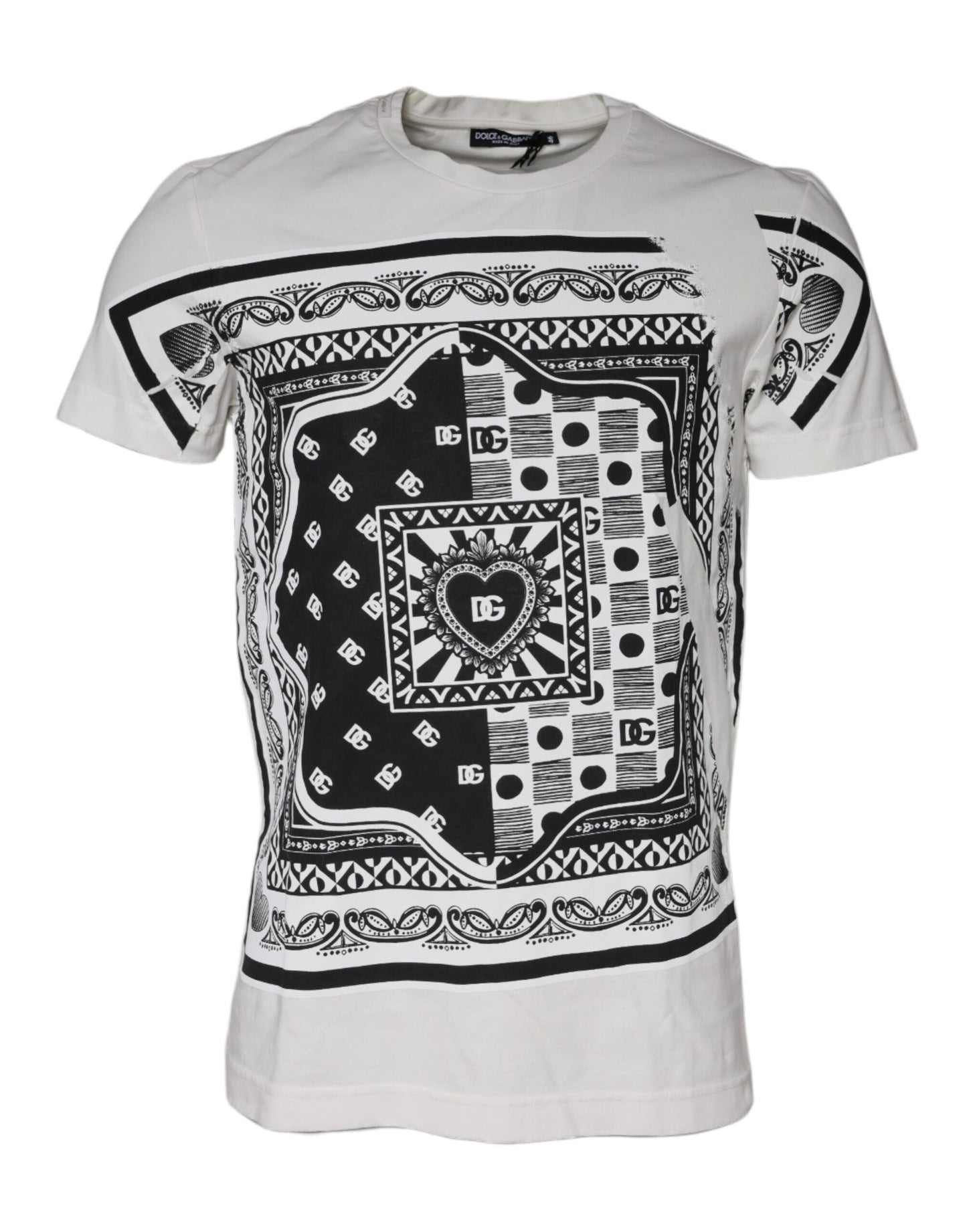 Dolce & Gabbana White Bandana Print Cotton Short Sleeves T-shirt by Dolce & Gabbana