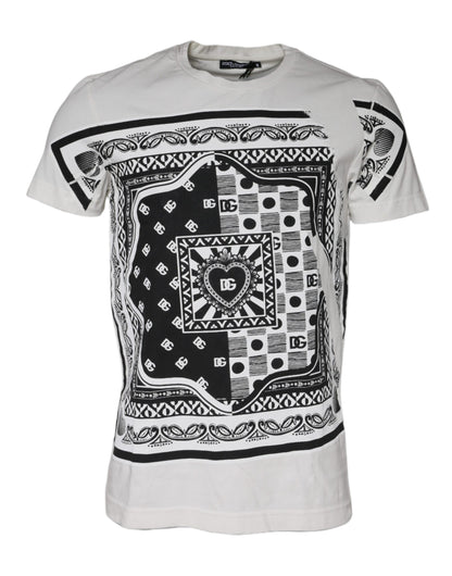Dolce & Gabbana White Bandana Print Cotton Short Sleeves T-shirt by Dolce & Gabbana