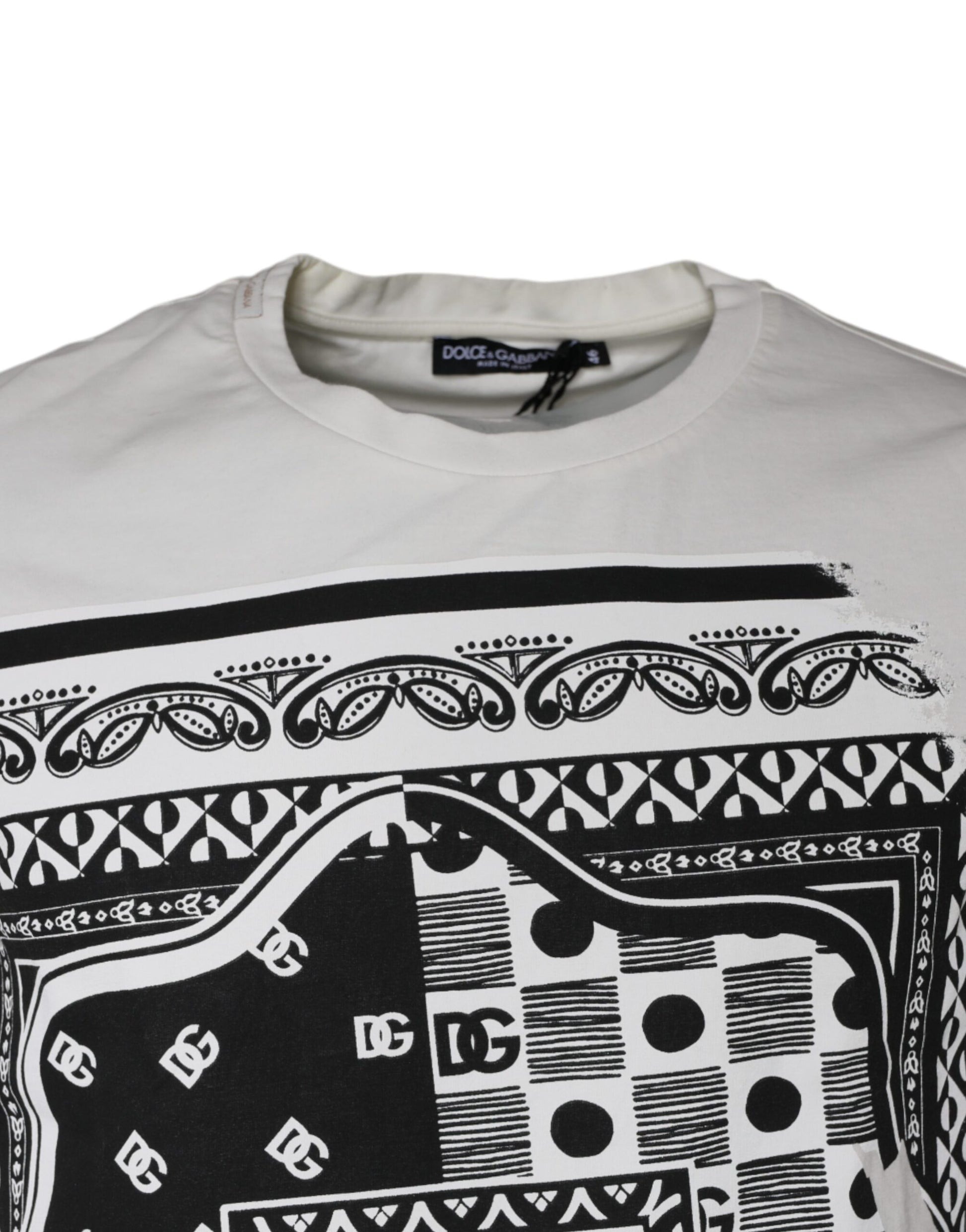 Dolce & Gabbana White Bandana Print Cotton Short Sleeves T-shirt by Dolce & Gabbana