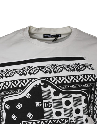 Dolce & Gabbana White Bandana Print Cotton Short Sleeves T-shirt by Dolce & Gabbana