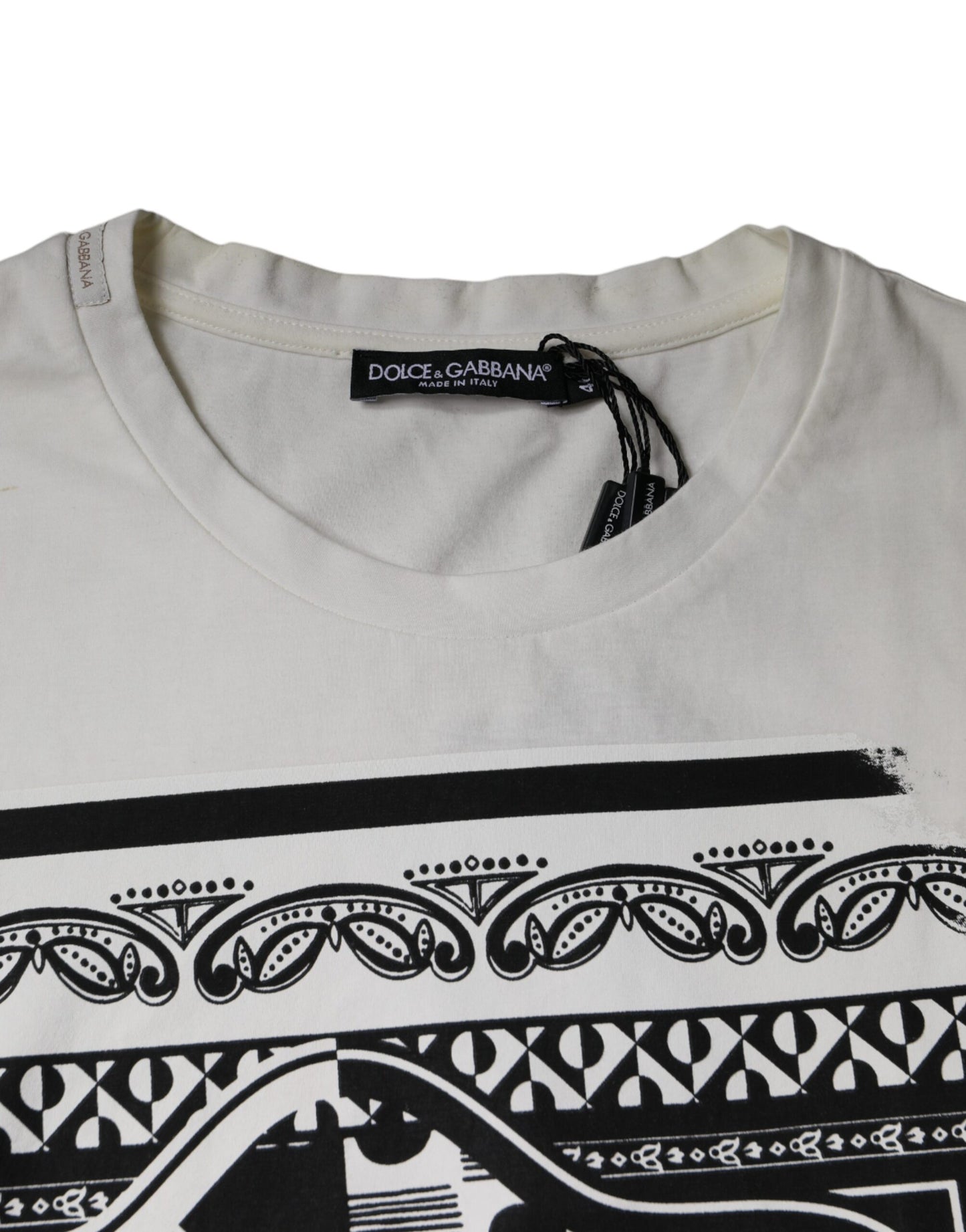Dolce & Gabbana White Bandana Print Cotton Short Sleeves T-shirt by Dolce & Gabbana